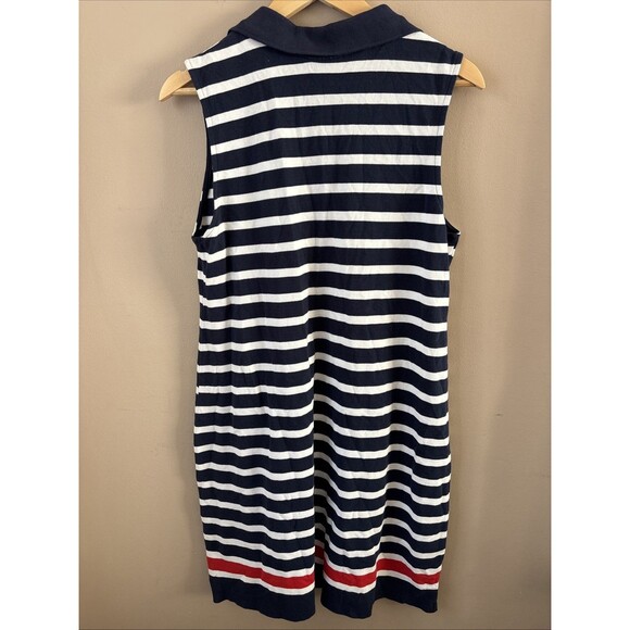 Charter Club Women’s Navy Striped Sleeveless Collared Dress Size Large - Picture 7 of 7